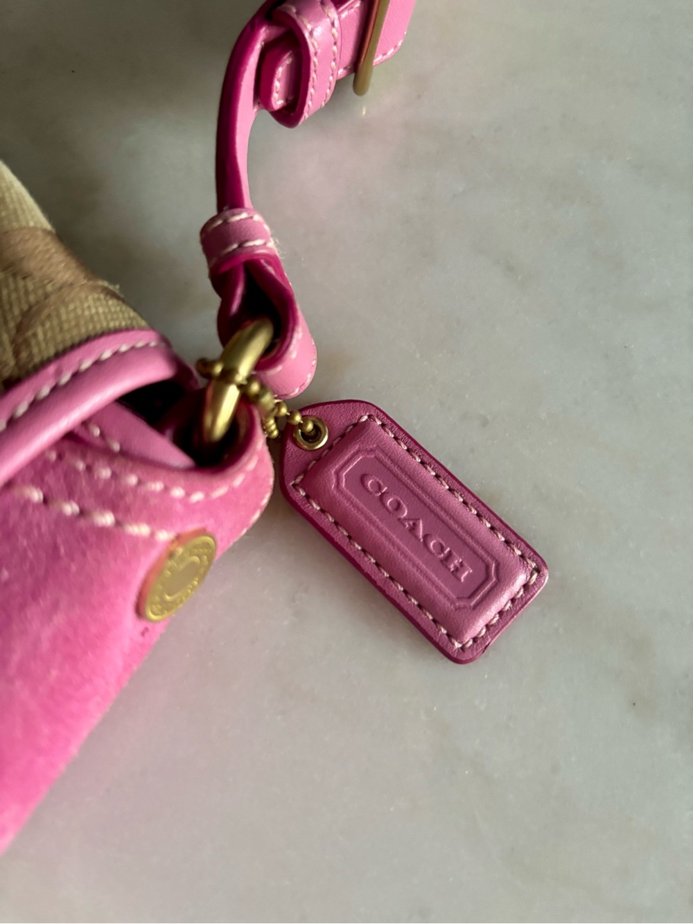 Vintage Y2K Coach Pink Signature Soho Buckle Shoulder Bag #1482 - Picture 3 of 7